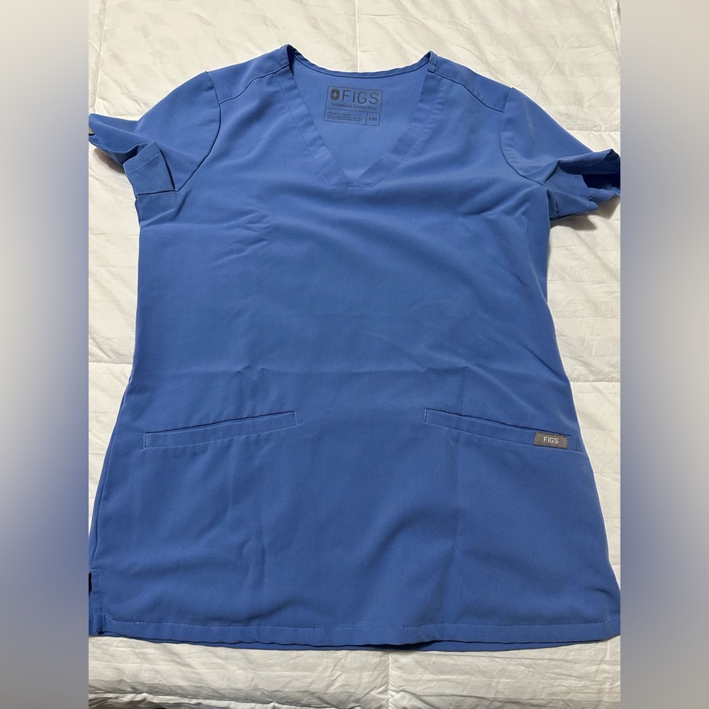 FIGS XXS Casma Scrub Top. Ceil blue. Very good condition.